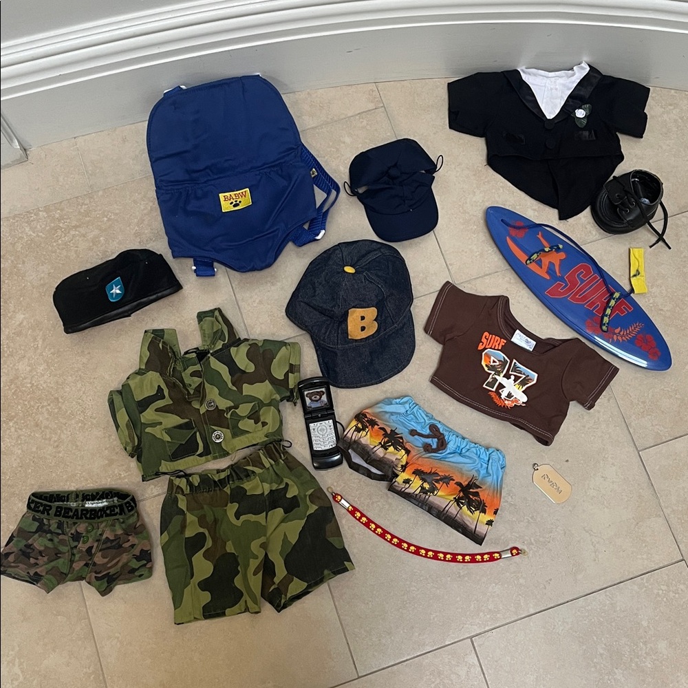 Build-a-bear clothes and accessories lot. Vintage